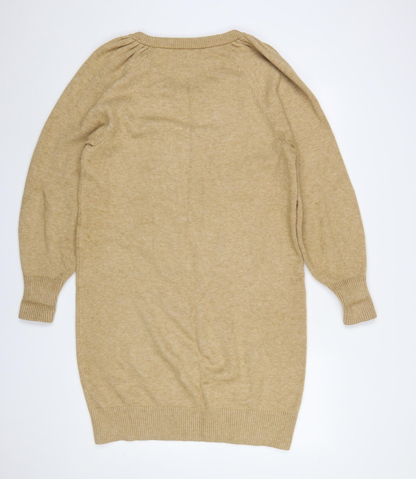 Next Women Beige Wool Blend Long Sleeve Jumper Dress M
