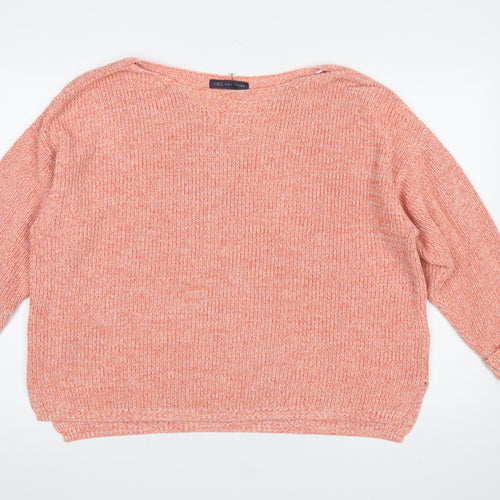 Marks and Spencer Women’s Orange Knit Cotton XL Boat Neck Jumper