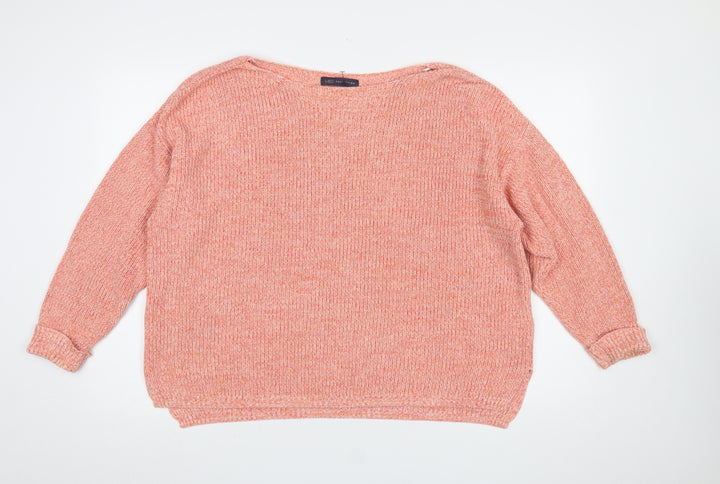 Marks and Spencer Women’s Orange Knit Cotton XL Boat Neck Jumper