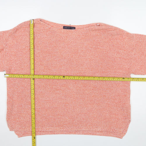 Marks and Spencer Women’s Orange Knit Cotton XL Boat Neck Jumper