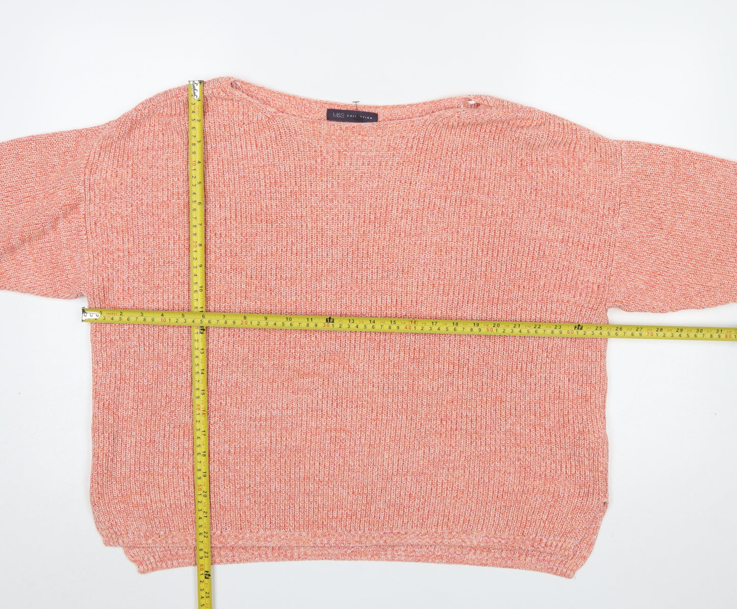 Marks and Spencer Women’s Orange Knit Cotton XL Boat Neck Jumper