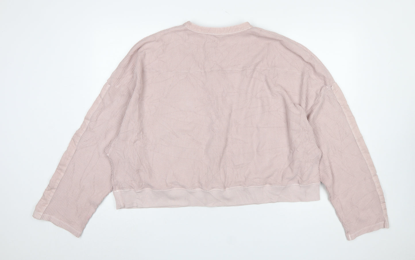 ME+EM Womens Pink Henley Sweatshirt Medium Cotton Relaxed Fit
