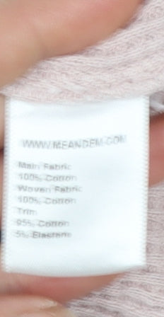 ME+EM Womens Pink Henley Sweatshirt Medium Cotton Relaxed Fit