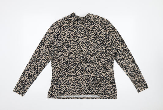 Marks and Spencer Women's Beige Leopard Print Long Sleeve Jersey Top Size 16
