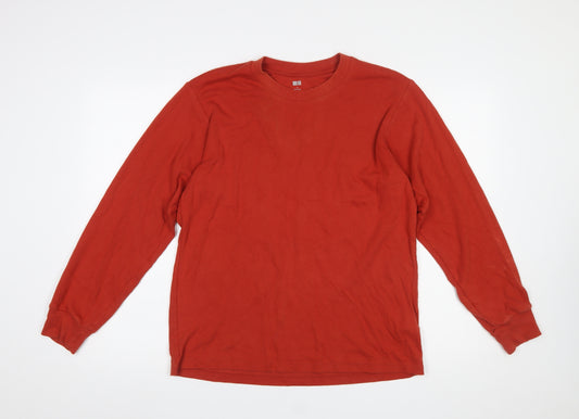 Uniqlo Men’s Red Long Sleeve Crew Neck Cotton T-Shirt Size S