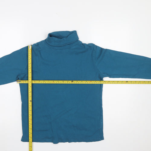 ISLE Womens Blue Roll Neck Long Sleeve Cotton Top Size 14
