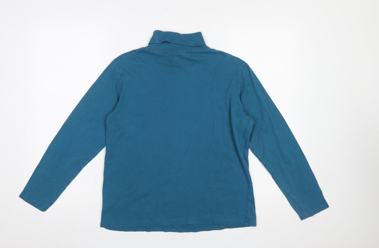 ISLE Womens Blue Roll Neck Long Sleeve Cotton Top Size 14