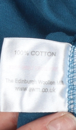 ISLE Womens Blue Roll Neck Long Sleeve Cotton Top Size 14