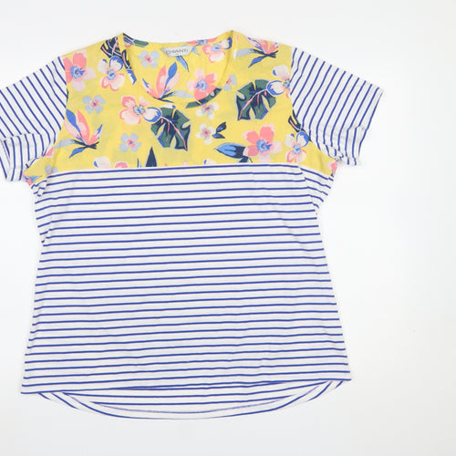 Chianti Women's Multicoloured Floral Stripe Jersey T-Shirt Size 20
