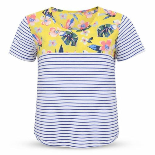 Chianti Women's Multicoloured Floral Stripe Jersey T-Shirt Size 20