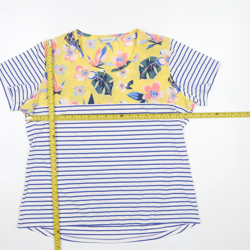 Chianti Women's Multicoloured Floral Stripe Jersey T-Shirt Size 20