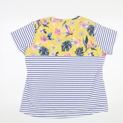 Chianti Women's Multicoloured Floral Stripe Jersey T-Shirt Size 20
