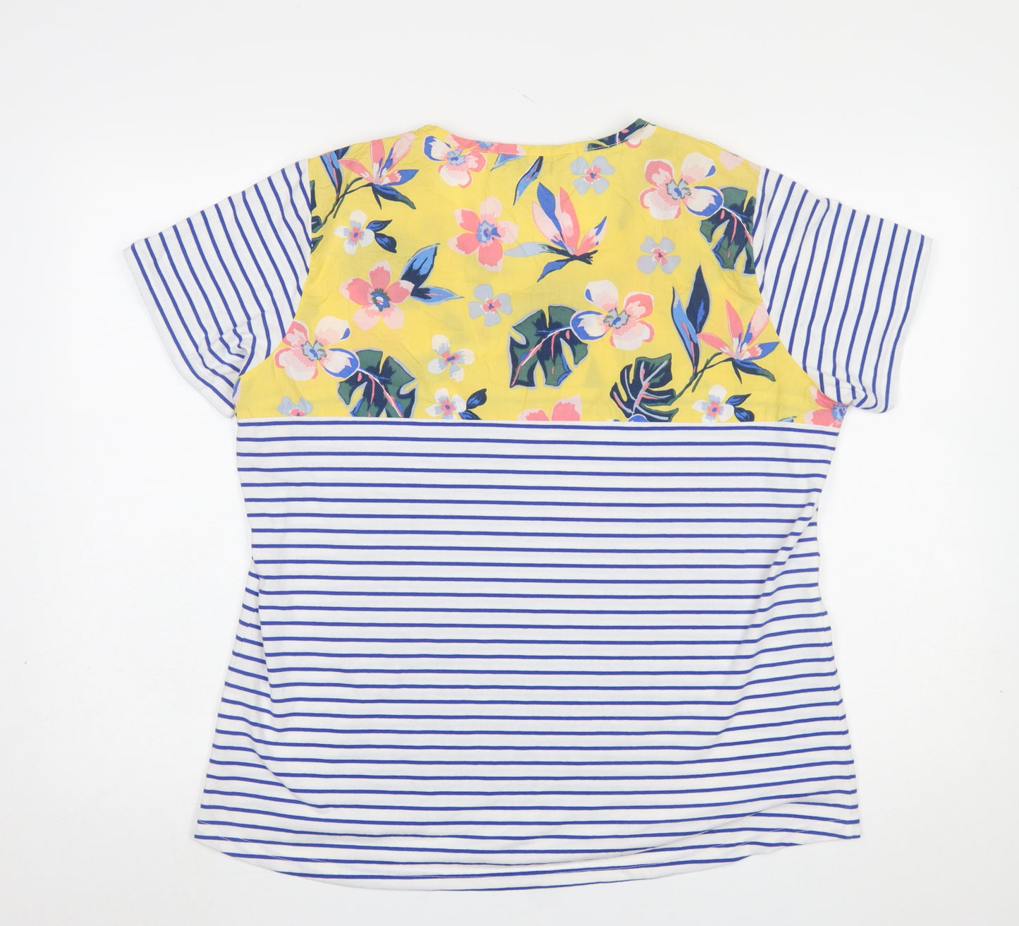 Chianti Women's Multicoloured Floral Stripe Jersey T-Shirt Size 20