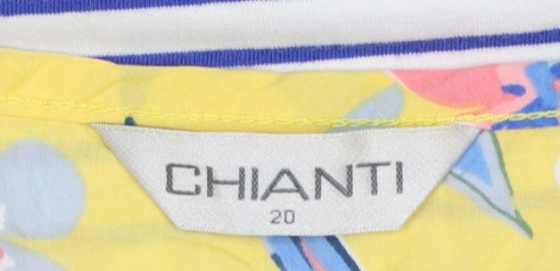Chianti Women's Multicoloured Floral Stripe Jersey T-Shirt Size 20