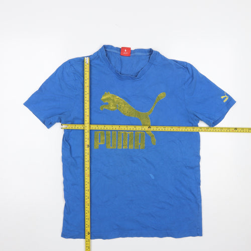 Puma Men's Blue Graphic Logo Crew Neck Cotton T-Shirt Size M