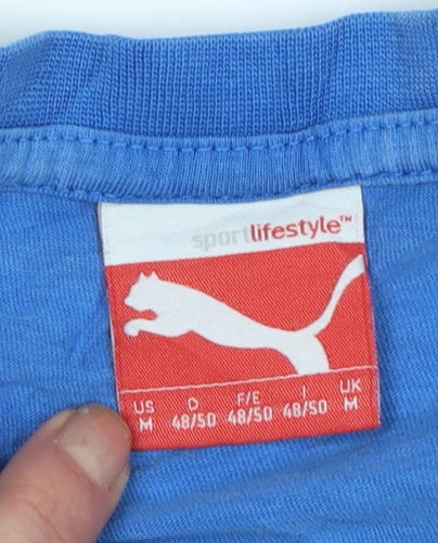 Puma Men's Blue Graphic Logo Crew Neck Cotton T-Shirt Size M