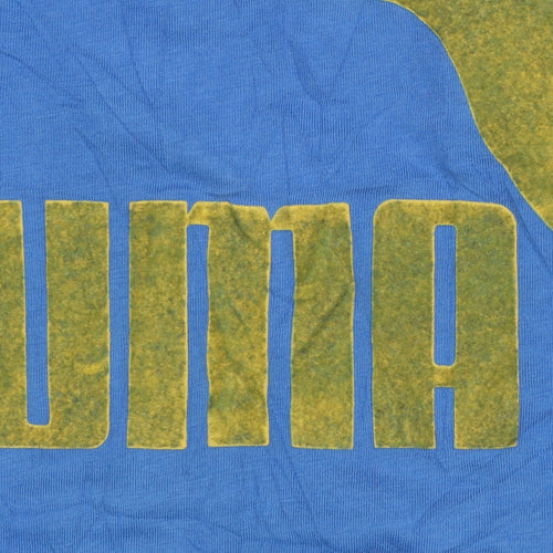 Puma Men's Blue Graphic Logo Crew Neck Cotton T-Shirt Size M