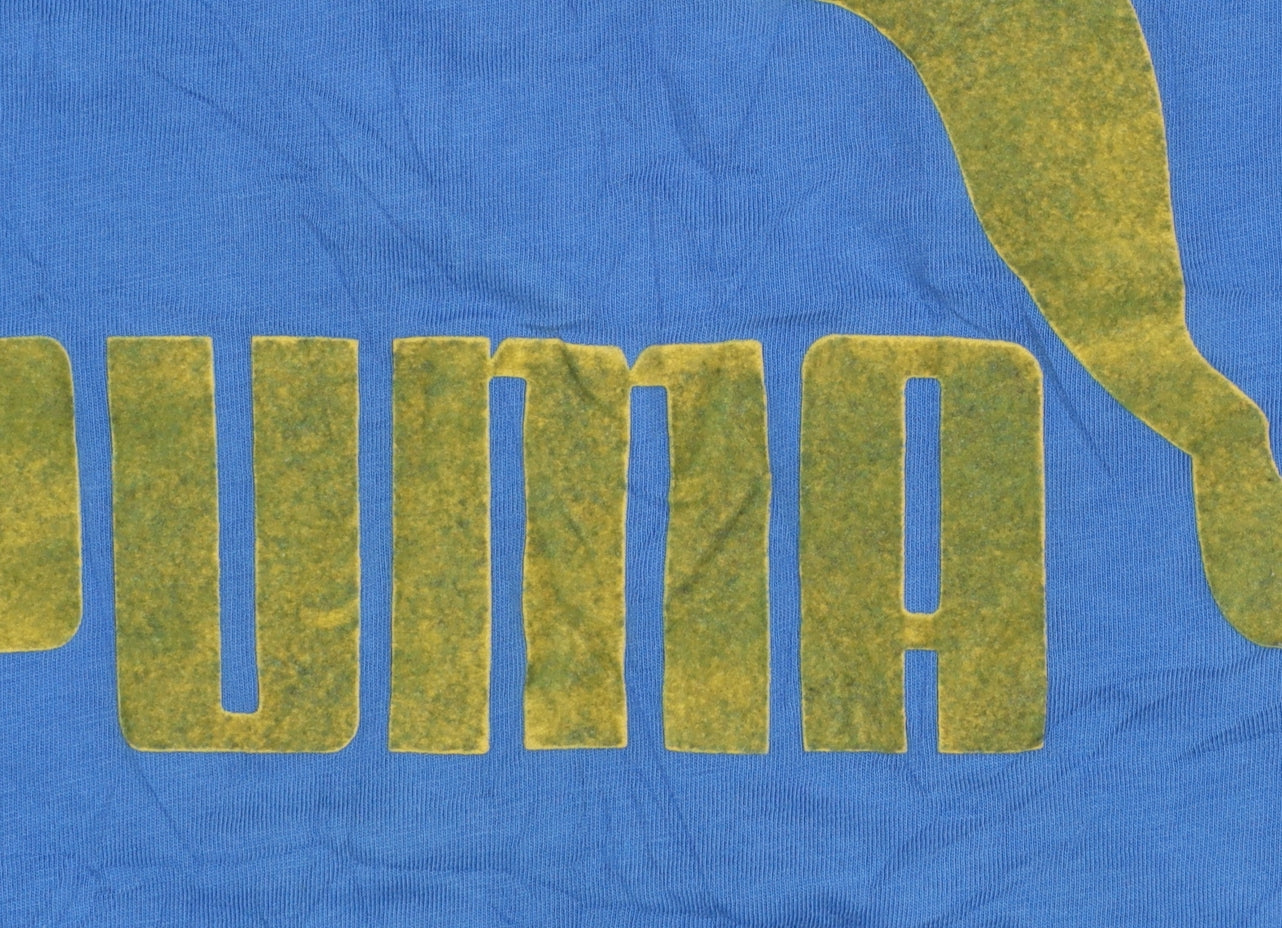 Puma Men's Blue Graphic Logo Crew Neck Cotton T-Shirt Size M