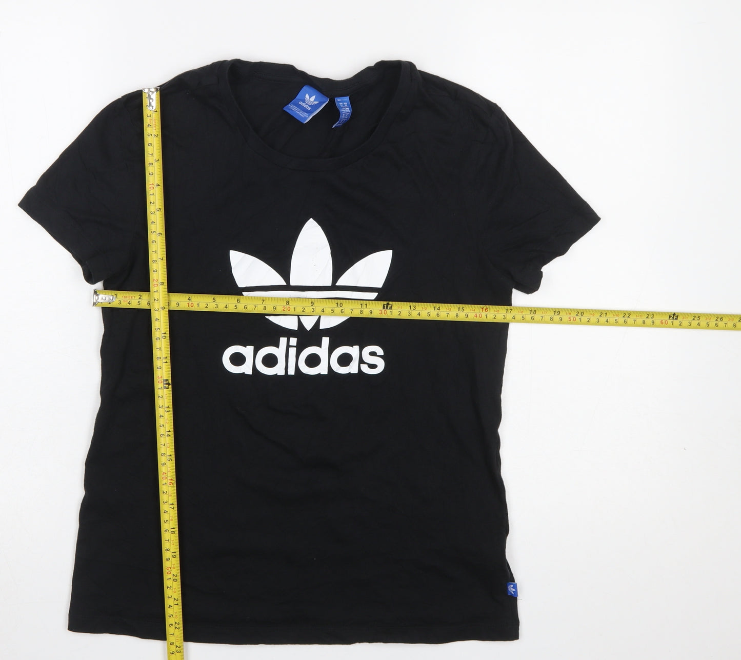 Adidas Womens Black Cotton Short Sleeve Logo T-Shirt Size 10
