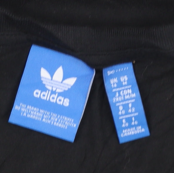 Adidas Womens Black Cotton Short Sleeve Logo T-Shirt Size 10