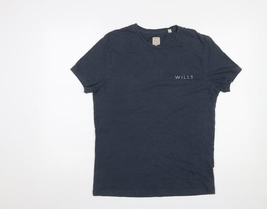 Jack Wills Men Blue Small Graphic Print Crew Neck Cotton T-Shirt
