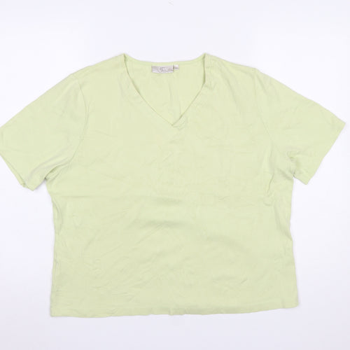 CC Women Green V-Neck Short Sleeve Cotton T-Shirt XL