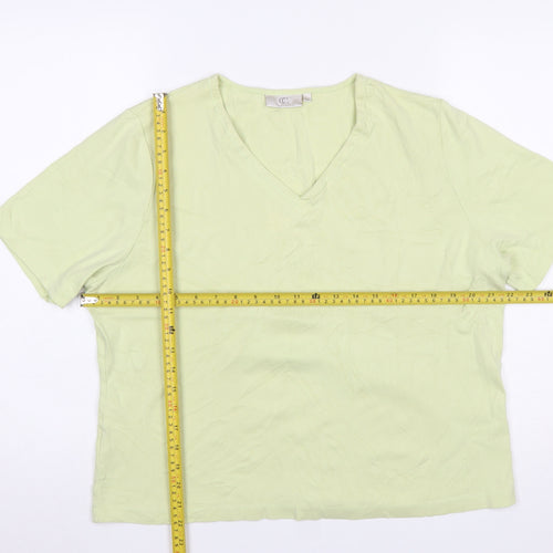 CC Women Green V-Neck Short Sleeve Cotton T-Shirt XL