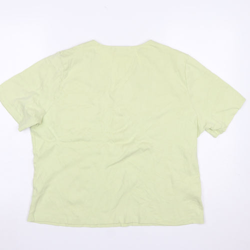 CC Women Green V-Neck Short Sleeve Cotton T-Shirt XL