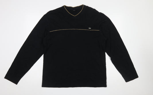 Next Men’s Black Long Sleeve V-Neck Cotton T-Shirt Size L