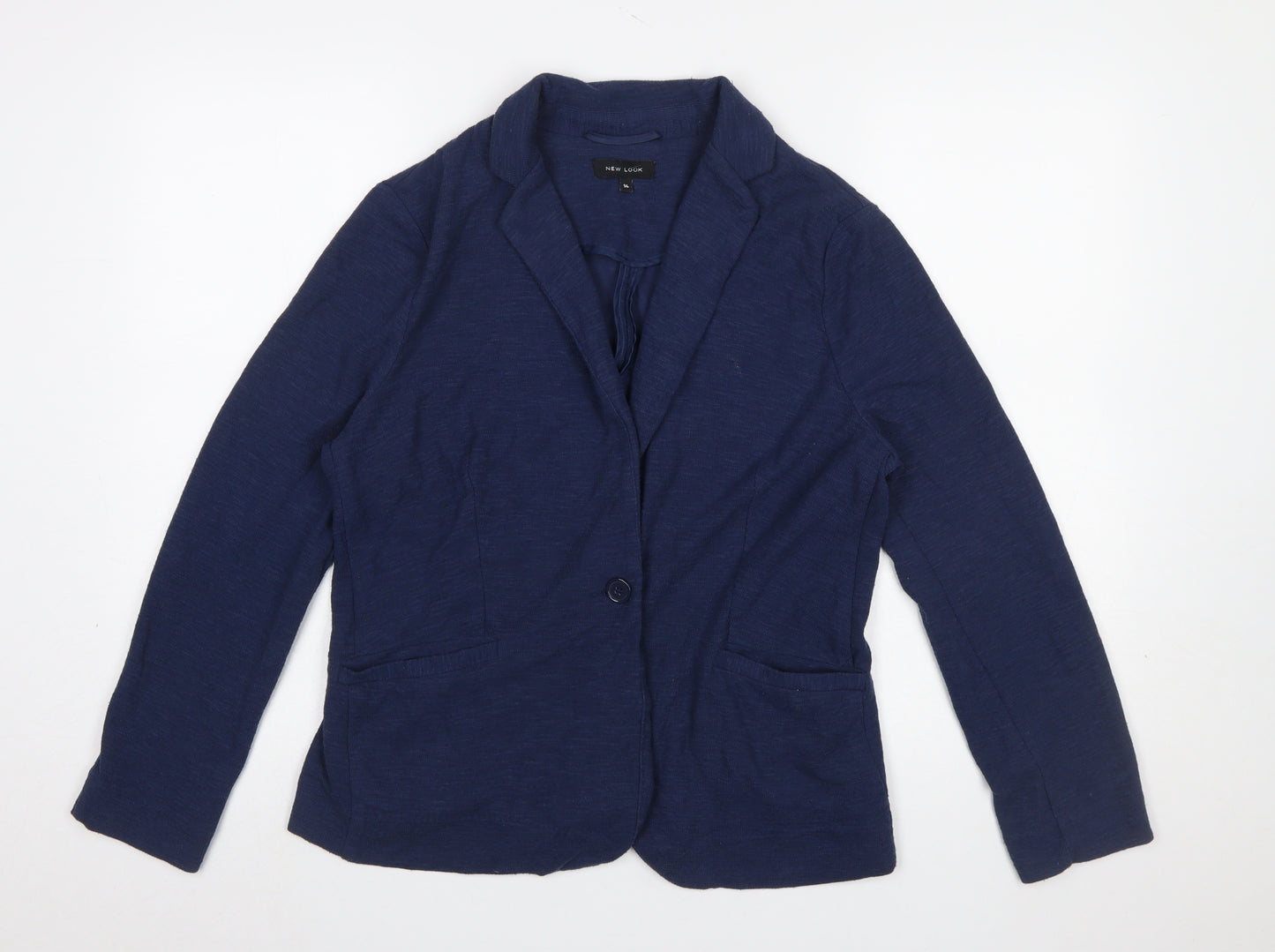 New Look Womens Blue Size 14 Cotton Blend Blazer Jacket