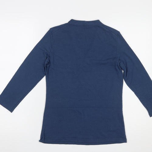 Orvis Women's Blue V-Neck Long Sleeve Cotton Modal Top Size S