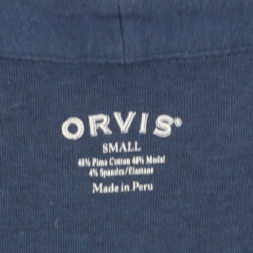 Orvis Women's Blue V-Neck Long Sleeve Cotton Modal Top Size S