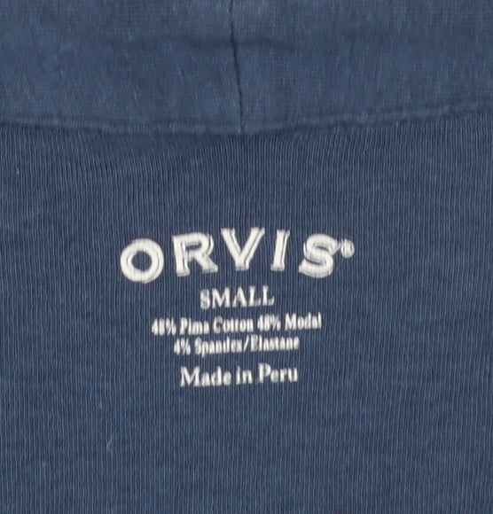 Orvis Women's Blue V-Neck Long Sleeve Cotton Modal Top Size S