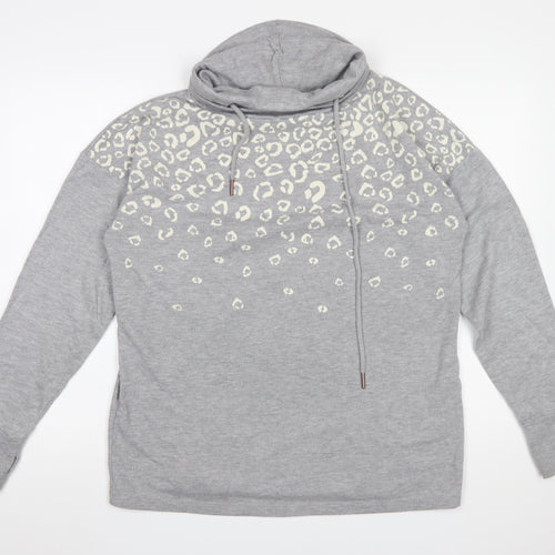 Capsule Womens Grey Animal Print Hooded Pullover Sweatshirt Size M