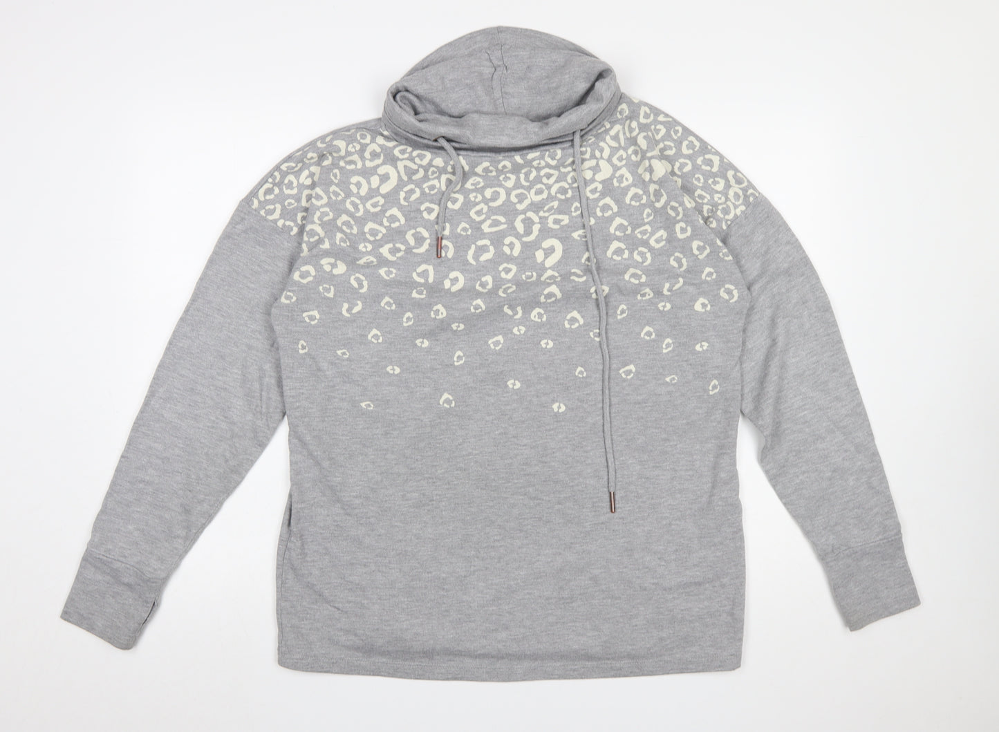 Capsule Womens Grey Animal Print Hooded Pullover Sweatshirt Size M