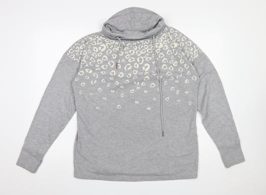 Capsule Womens Grey Animal Print Hooded Pullover Sweatshirt Size M