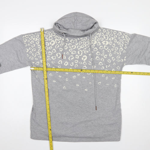 Capsule Womens Grey Animal Print Hooded Pullover Sweatshirt Size M