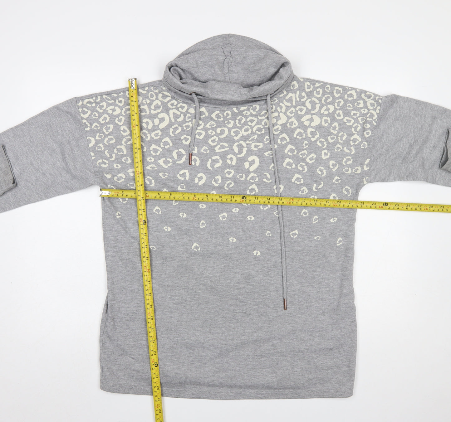 Capsule Womens Grey Animal Print Hooded Pullover Sweatshirt Size M