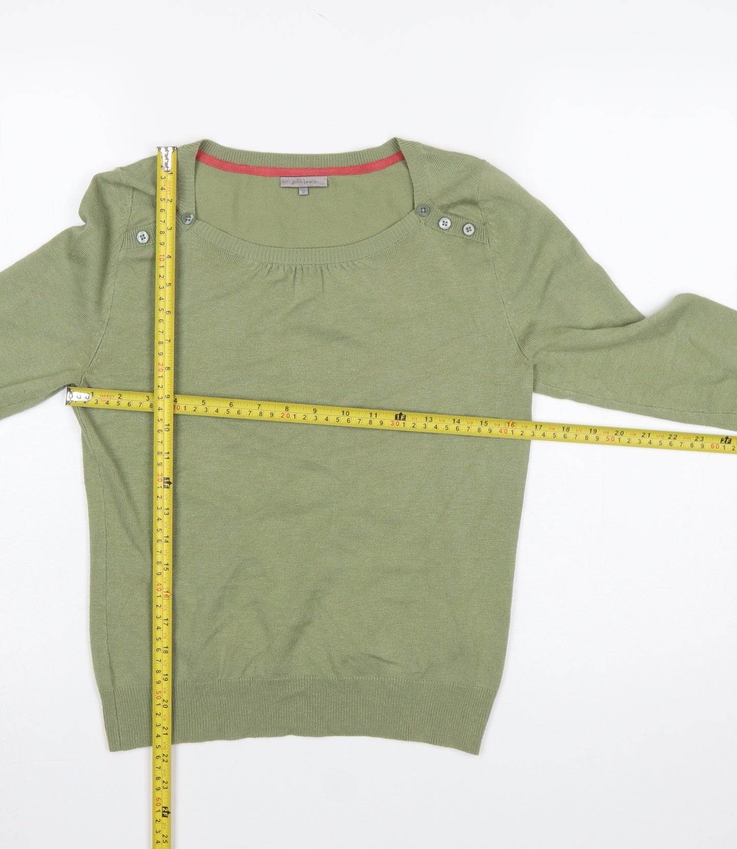 John Lewis Women’s Green Size 12 Scoop Neck Lightweight Jumper