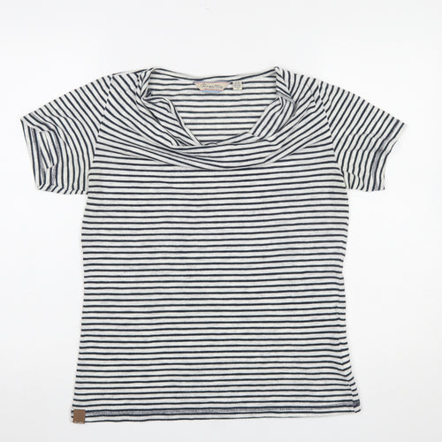 Regatta Women Blue Striped Cowl Neck Short Sleeve T-Shirt Size 12