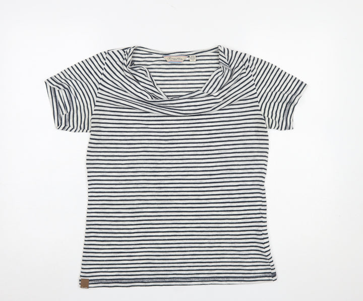 Regatta Women Blue Striped Cowl Neck Short Sleeve T-Shirt Size 12