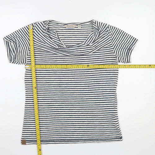 Regatta Women Blue Striped Cowl Neck Short Sleeve T-Shirt Size 12
