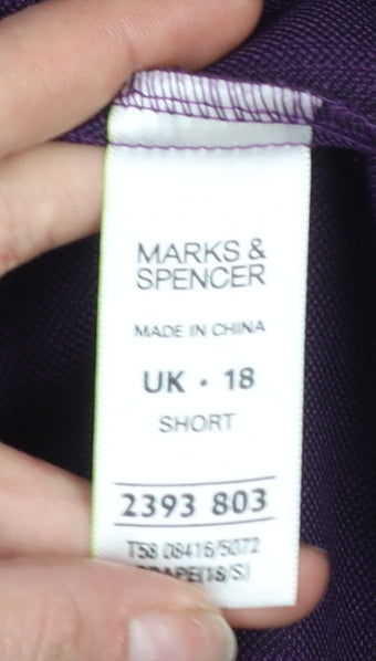 Marks and Spencer Women's Purple Size 18 Short Pleated Trousers