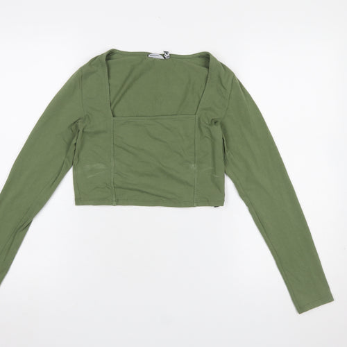 ASOS DESIGN Women’s Green Cropped Long Sleeve Square Neck Top UK 10