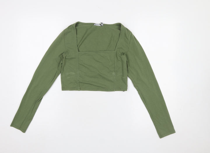 ASOS DESIGN Women’s Green Cropped Long Sleeve Square Neck Top UK 10