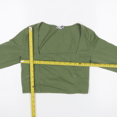 ASOS DESIGN Women’s Green Cropped Long Sleeve Square Neck Top UK 10