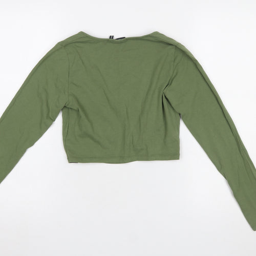 ASOS DESIGN Women’s Green Cropped Long Sleeve Square Neck Top UK 10