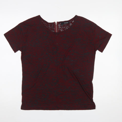 The Kooples Women's Red Slim Fit Zip Back Short Sleeve T-Shirt S