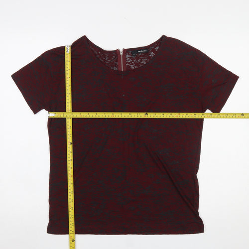 The Kooples Women's Red Slim Fit Zip Back Short Sleeve T-Shirt S