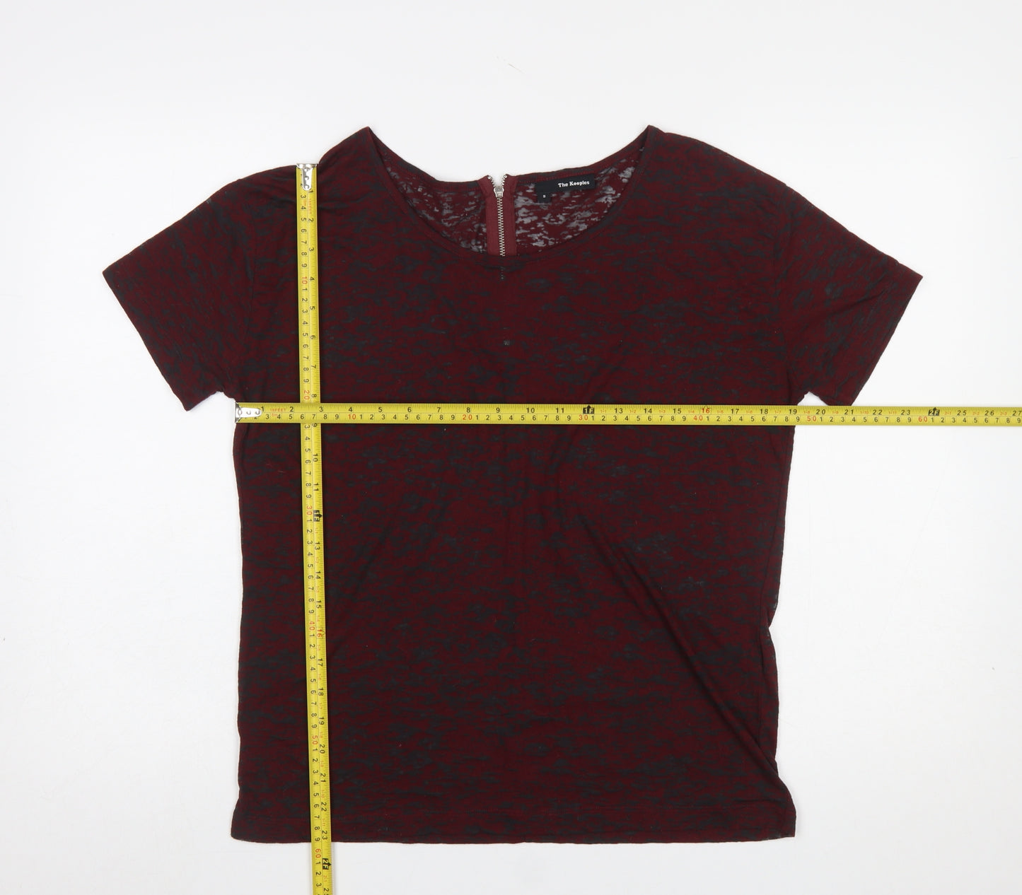 The Kooples Women's Red Slim Fit Zip Back Short Sleeve T-Shirt S